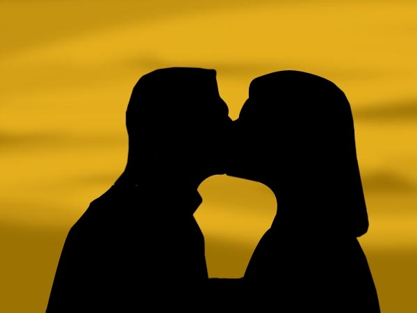 Creation of a kiss at sunset: Step 2